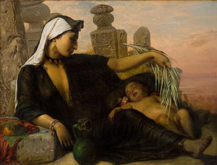 Elisabeth Jerichau Baumann Egyptian Fellah woman with her child. Germany oil painting art